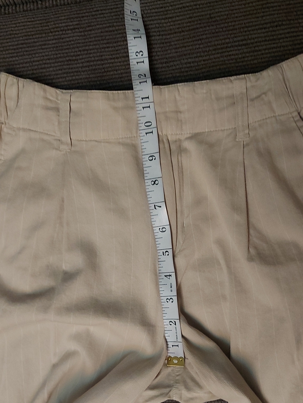 100% Cotton Cropped Wide Leg Culotte Pants Beige High Rise Size S - Picture 7 of 11
